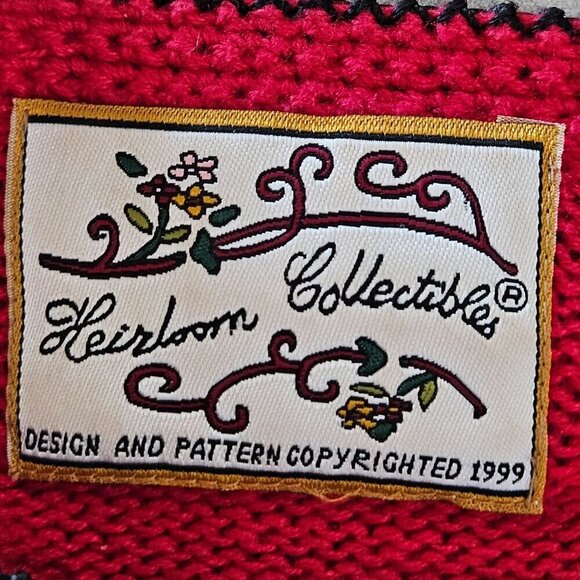 Heirloom Collectibles Large Vintage Cardigan Red Sweater Embroidered 90's Y2K - Picture 7 of 8